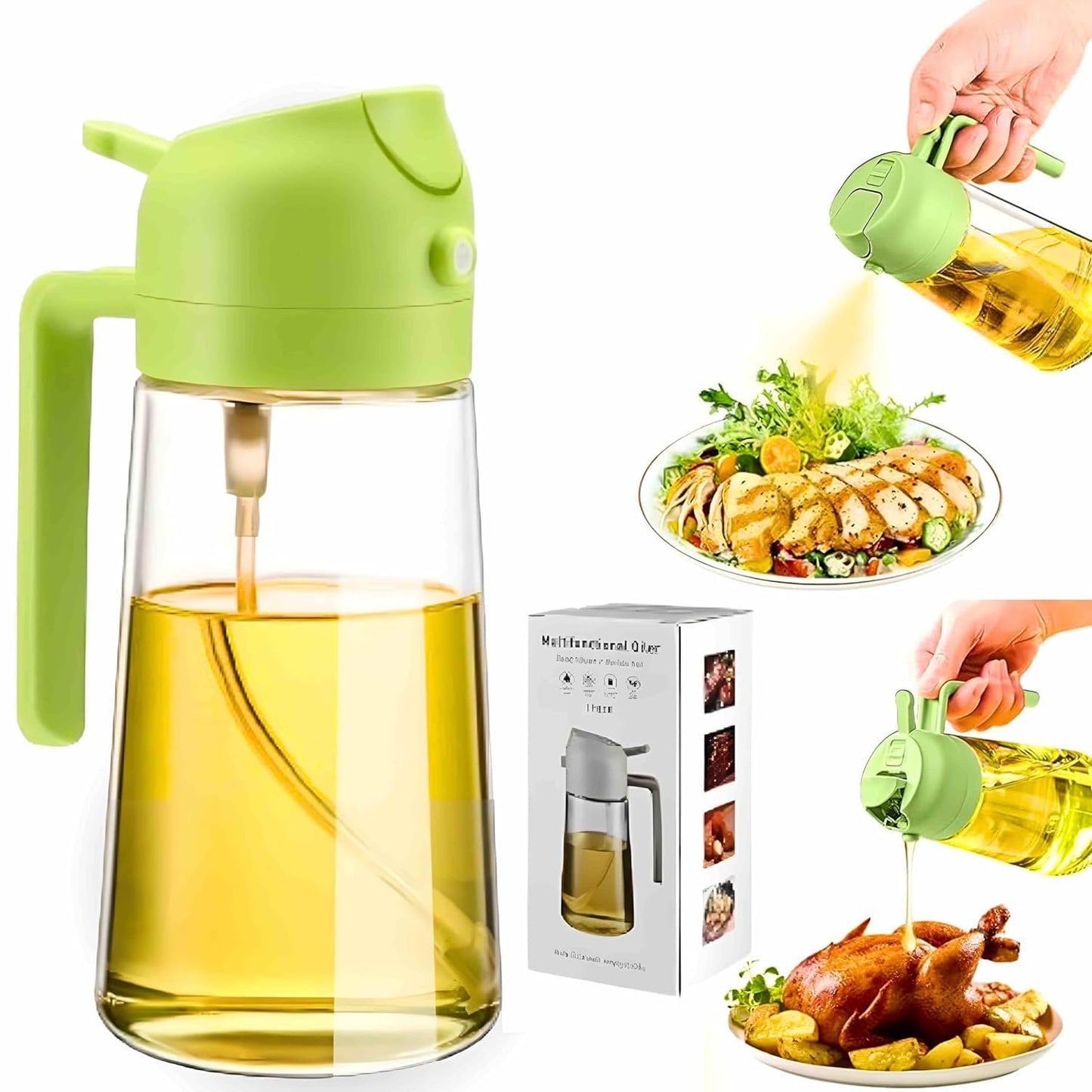 2 In 1 Oil Sprayer & Dispenser Bottle for Kitchen