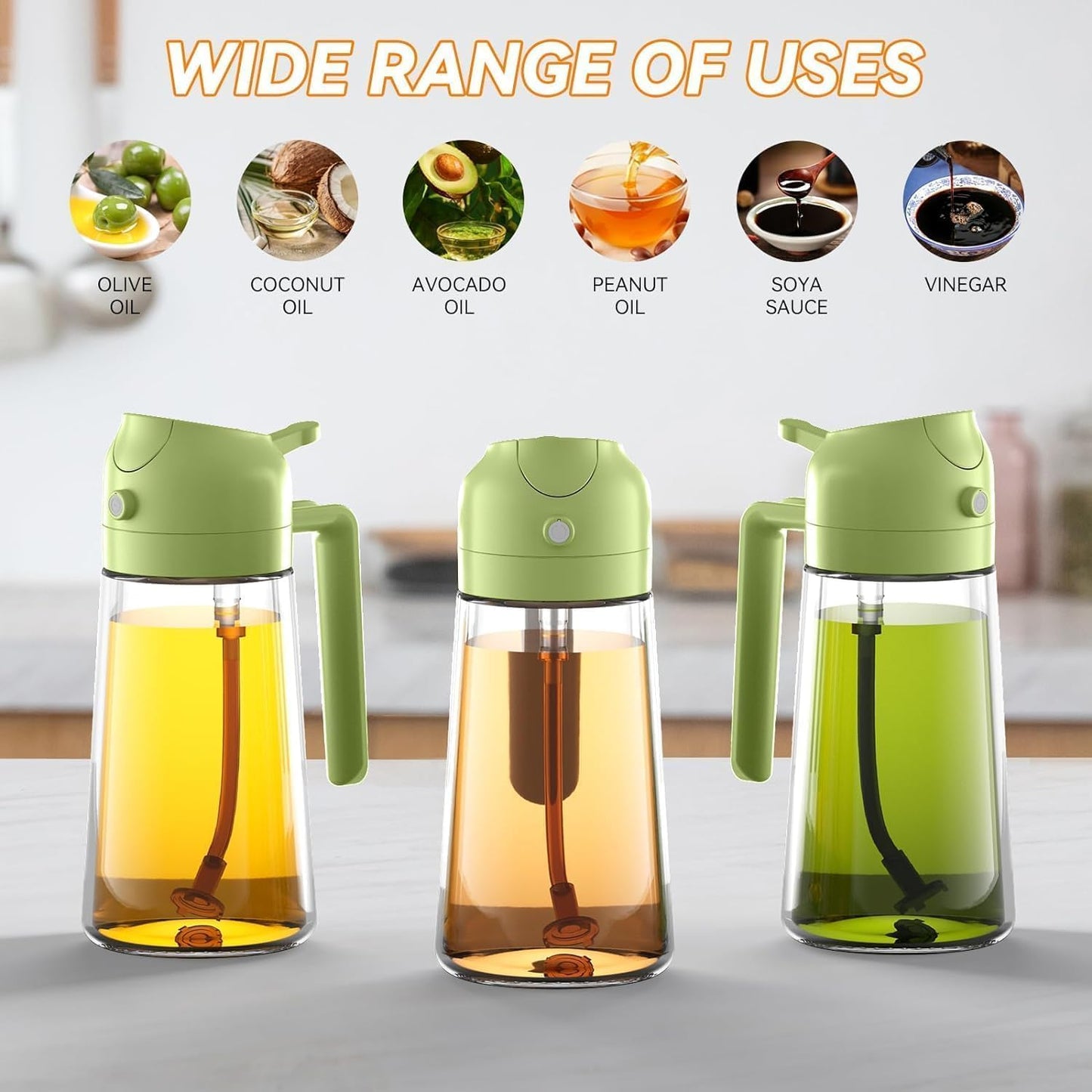 2 In 1 Oil Sprayer & Dispenser Bottle for Kitchen